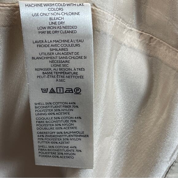 Anthropologie Ruffled Trench Coat Tan Khaki Midi - Picture 7 of 14